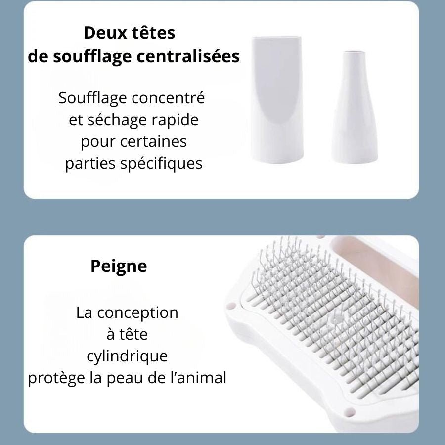 PelageDoux ™ I Sèche-Poils Silencieux 3 en 1 - Mioumiou