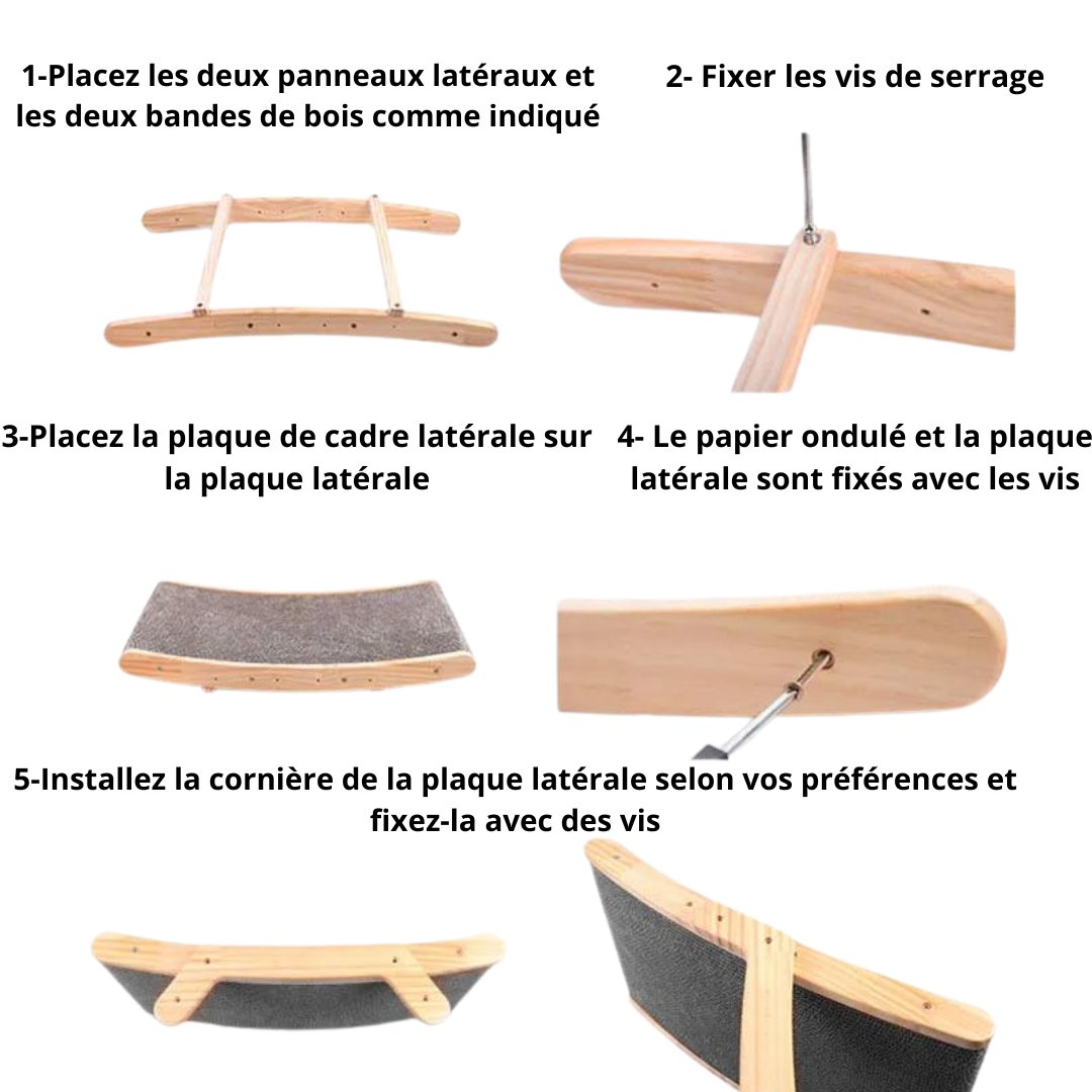 FélinFlex™ I Planche à gratter en bois pour chat 3 en 1 - Mioumiou